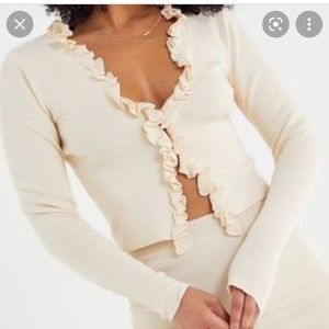 UO ribbed ruffle cardigan
